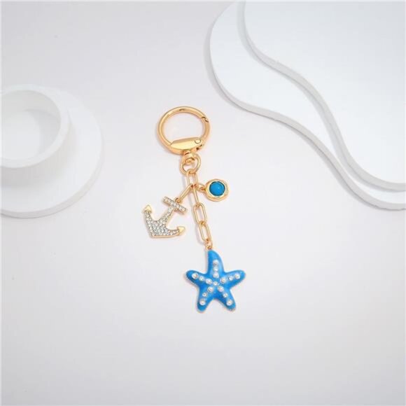 Cute Blue Starfish Keychain – Ocean-Inspired Beach Bag Charm with Starfish - Picture 4 of 5